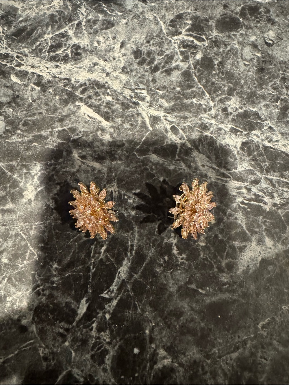 Express Rose Gold Pink Crystal Cluster Stud Earrings